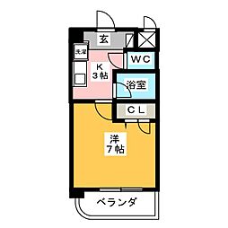 メゾン・ルミエール 1Kの間取図画像