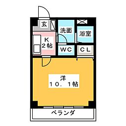 メゾン・プープリエ 1Kの間取図画像