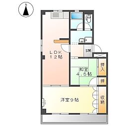 トーシンハイツB 2LDKの間取図画像