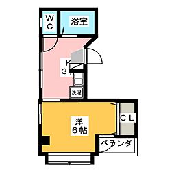 カサデナカノ 1Kの間取図画像