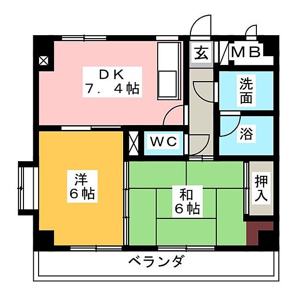 ファミーユ城西 ｜愛知県名古屋市西区城西２丁目(賃貸マンション2DK・2階・45.36㎡)の写真 その2