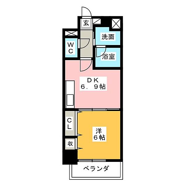 Ｗコート城西 ｜愛知県名古屋市西区城西１丁目(賃貸マンション1DK・3階・34.43㎡)の写真 その2