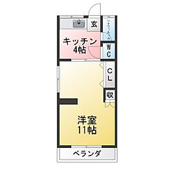 あけぼのハウス 1Kの間取図画像