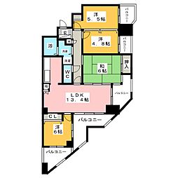 サンハウス浄心 14階4LDKの間取り