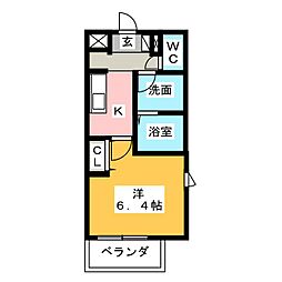 トロワ浄心 1Kの間取図画像