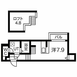Ｖｉｌｌａ　Ｓｔｏｒｉａ 2階ワンルームの間取り