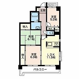 キャッスルサイド丹羽 3LDKの間取図画像