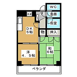 アーバンハイツ児玉 2DKの間取図画像