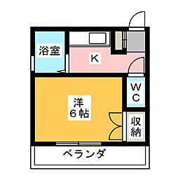 コートハウス1 1Kの間取図画像