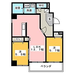 プライムコート 2LDKの間取図画像