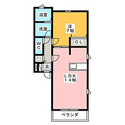 ソレイユ 1LDKの間取図画像