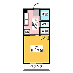 ハイツ枇杷島 1Kの間取図画像
