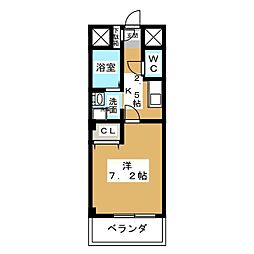 ラフィネ又穂 1Kの間取図画像