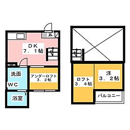 グレイス2 1DKの間取図画像