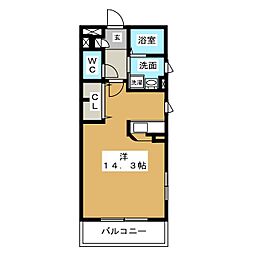 オランジェ白山 ワンルームの間取図画像