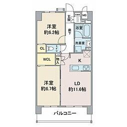 ミラベル浄心 2LDKの間取図画像