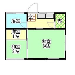 坂井荘 2Kの間取図画像