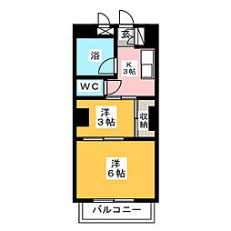 シャトーこだま 2Kの間取図画像