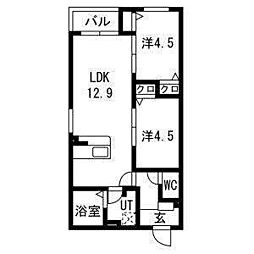 CS名塚 2LDKの間取図画像