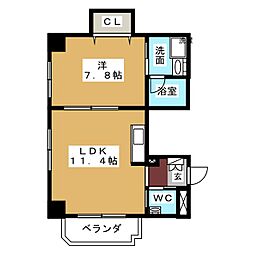 Les,Beauxde庄内 1LDKの間取図画像
