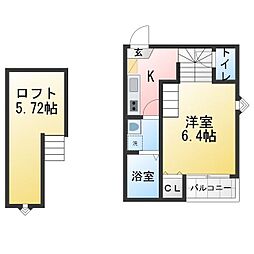 ハーモニーテラスロイヤルクレスト天塚町 1Kの間取図画像