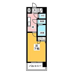 UURコート名古屋名駅 1Kの間取図画像