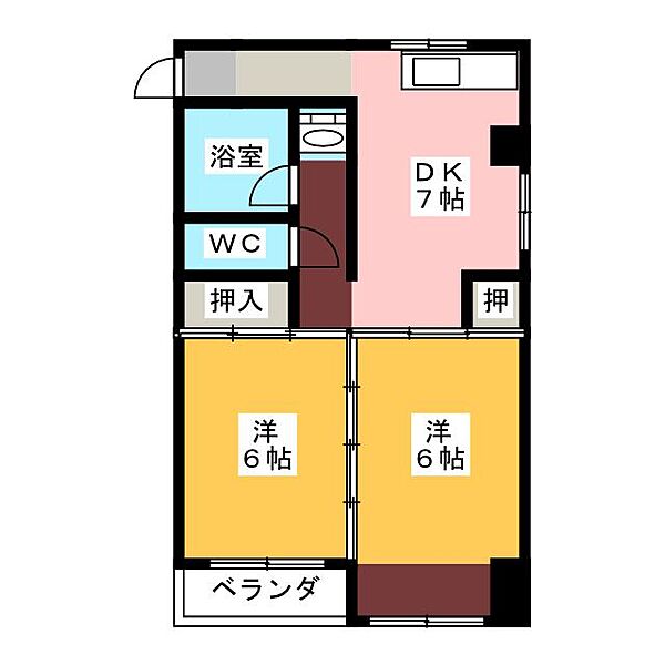 サンローヤル東山NO．1 ｜愛知県名古屋市名東区高社１丁目(賃貸マンション2LDK・3階・54.00㎡)の写真 その2