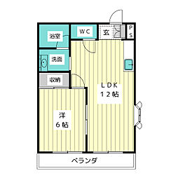 ラメゾンタカギ 1LDKの間取図画像
