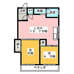 鈴幸ビル 2LDKの間取図画像