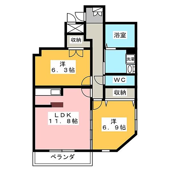 エクセレント星ヶ丘 ｜愛知県名古屋市名東区西里町４丁目(賃貸マンション2LDK・2階・65.92㎡)の写真 その2