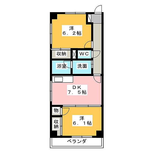 寺嶋ハイツ ｜愛知県名古屋市名東区丁田町(賃貸マンション2DK・2階・47.67㎡)の写真 その2