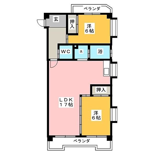 ヒルサイド猫洞 ｜愛知県名古屋市千種区猫洞通２丁目(賃貸マンション2LDK・6階・61.37㎡)の写真 その2