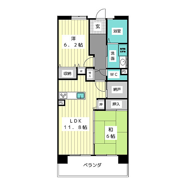 アーバンラフレ虹ヶ丘中5号棟 ｜愛知県名古屋市名東区代万町３丁目(賃貸マンション2LDK・4階・64.00㎡)の写真 その2