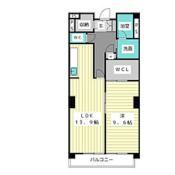 グランヴェル西山2号館 1LDKの間取図画像