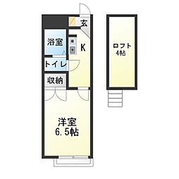 グリーンシティ香流 1Kの間取図画像