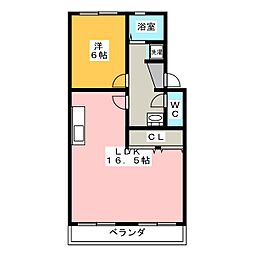 ピアネーズ上社2棟 1LDKの間取図画像