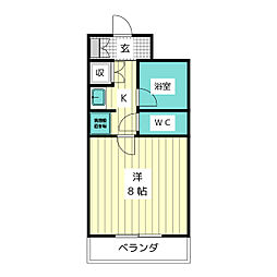 神里ハイツ 1Kの間取図画像