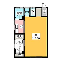 東山パークビル 1Kの間取図画像