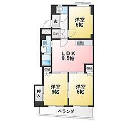 サンローヤル福寿ビル 3LDKの間取図画像