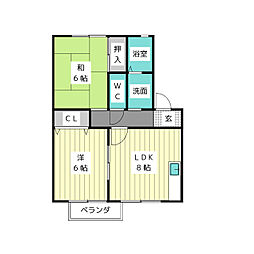 グリーンハイツ 2LDKの間取図画像