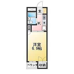 シャトー星ケ丘 1Kの間取図画像