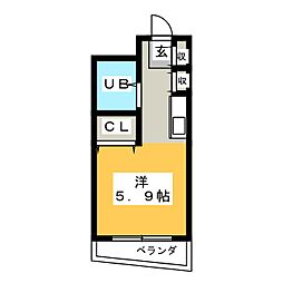 セリニティ一社 ワンルームの間取図画像