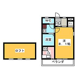ニューエレガント東山 1Kの間取図画像
