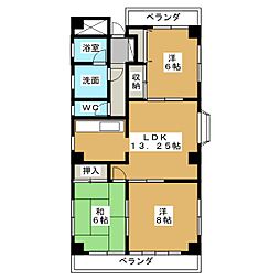 グリーンハイツ高橋 3LDKの間取図画像