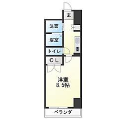 STUDIOKANAREBASHI 1Kの間取図画像
