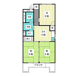 三幸ビル 3DKの間取図画像