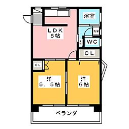 第2ロジングス天野屋 2LDKの間取図画像