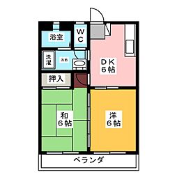 コーポ松栄 2DKの間取図画像