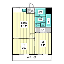 ホワイトヒルズ一社 2LDKの間取図画像