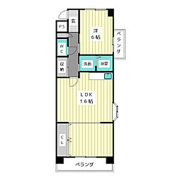 ラピス虹ケ丘 1LDKの間取図画像